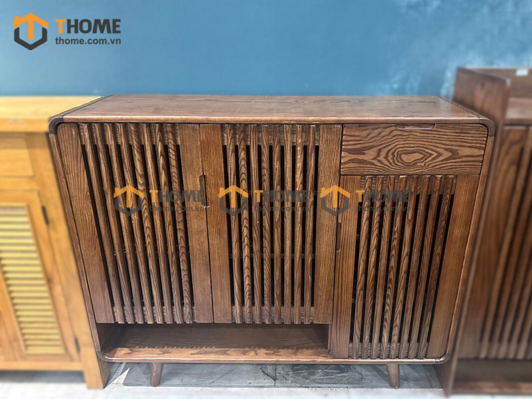 Tủ giày gỗ sồi tự nhiên Nova 3 cánh sọc đứng TG-19SN