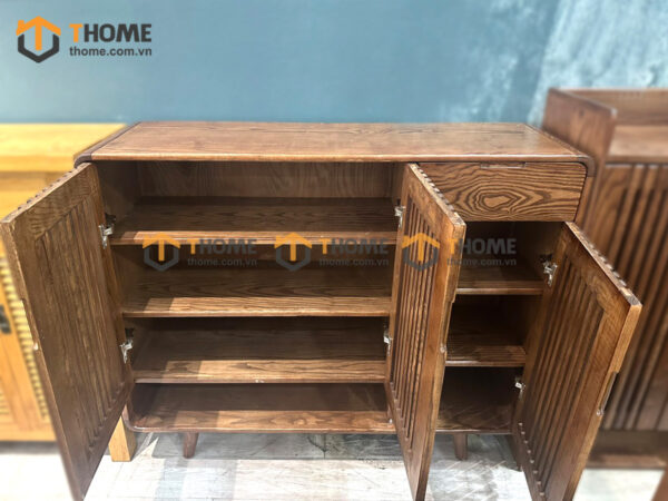 Tủ giày gỗ sồi tự nhiên Nova 3 cánh sọc đứng TG-19SN