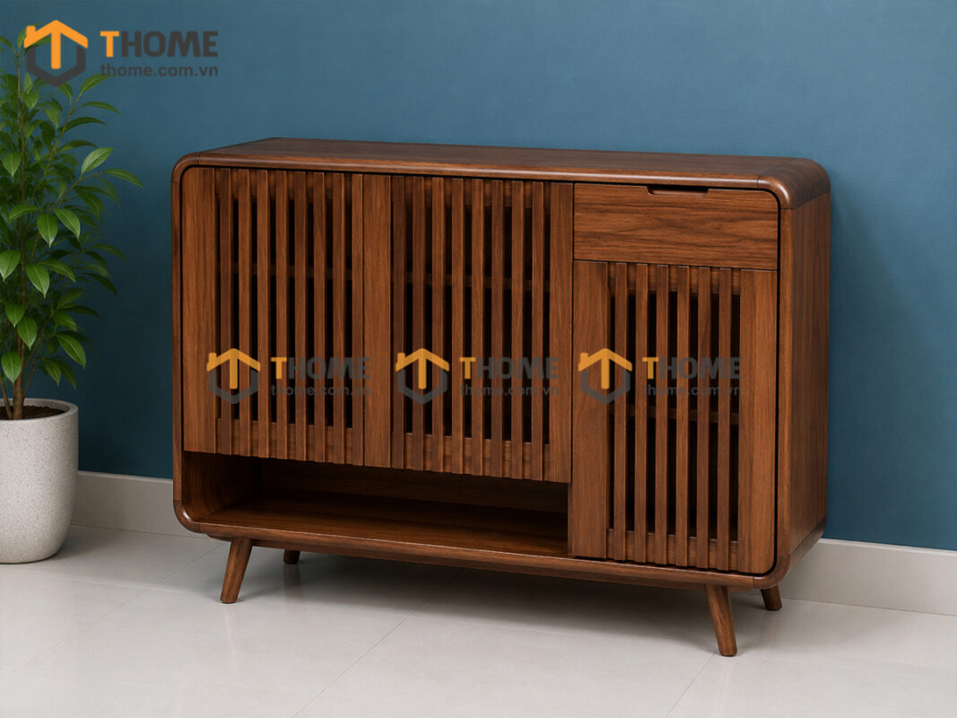 Tủ giày gỗ sồi tự nhiên Nova 3 cánh sọc đứng TG-19SN