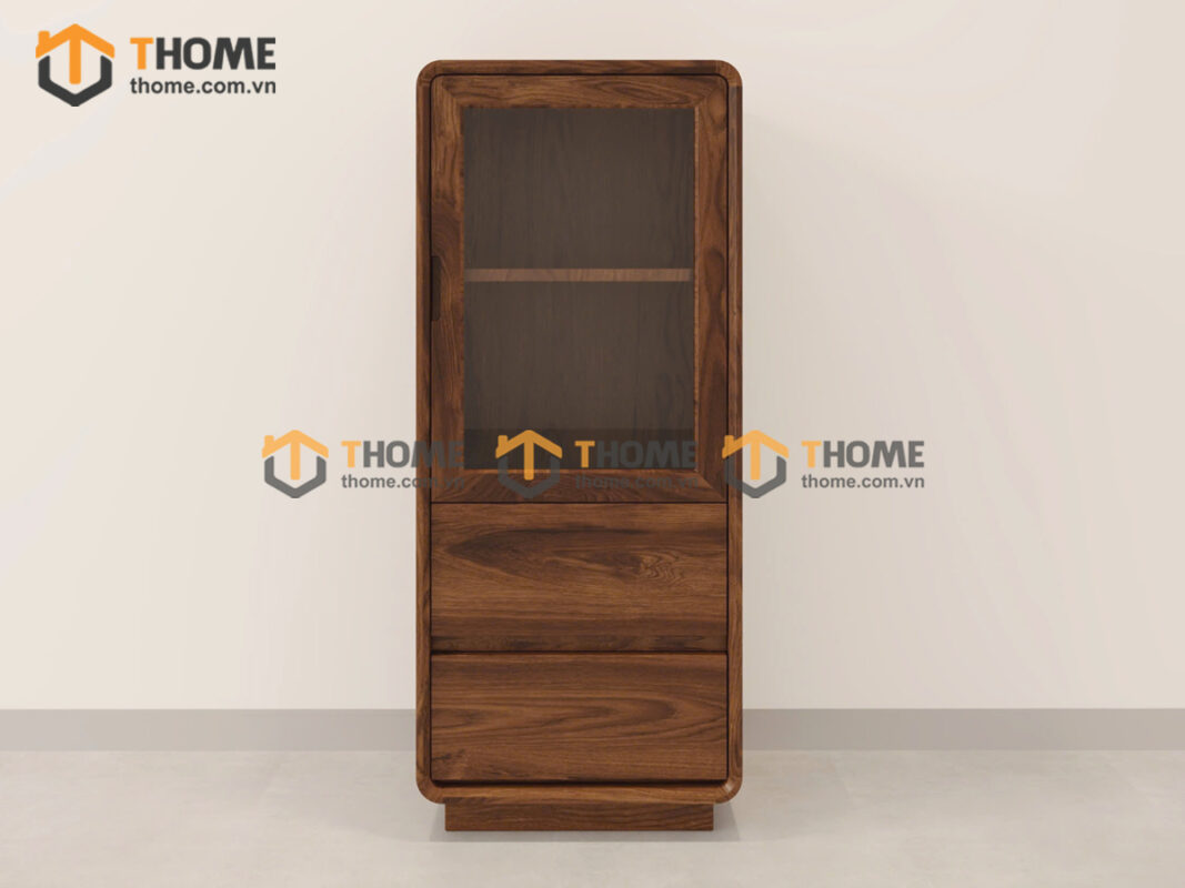 Tủ Kính Gỗ Sồi Tự Nhiên 1 Cánh Cao 1.2m Mini TK-05SN