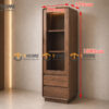 Tủ Kính Gỗ Sồi Tự Nhiên 1 Cánh Cao 1.8m Mini TK-06SN