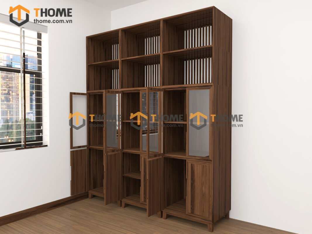 Tủ kính gỗ sồi tự nhiên Casa cao 2.3m TK-08SN