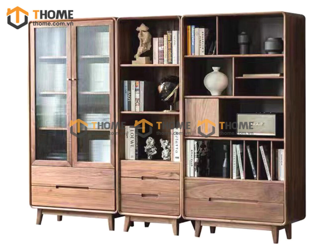 Tủ kính gỗ sồi tự nhiên Combine TK-09SN