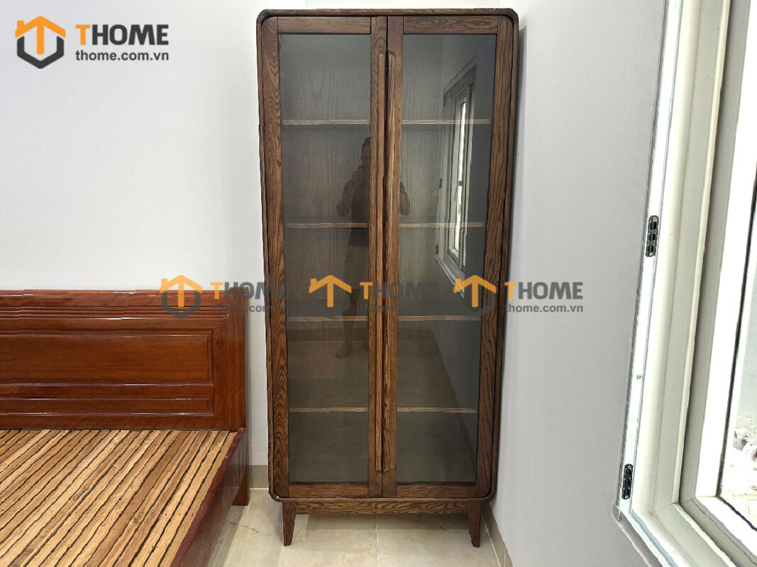 Tủ kính gỗ sồi tự nhiên Sunrise cao 2m TK-07SN
