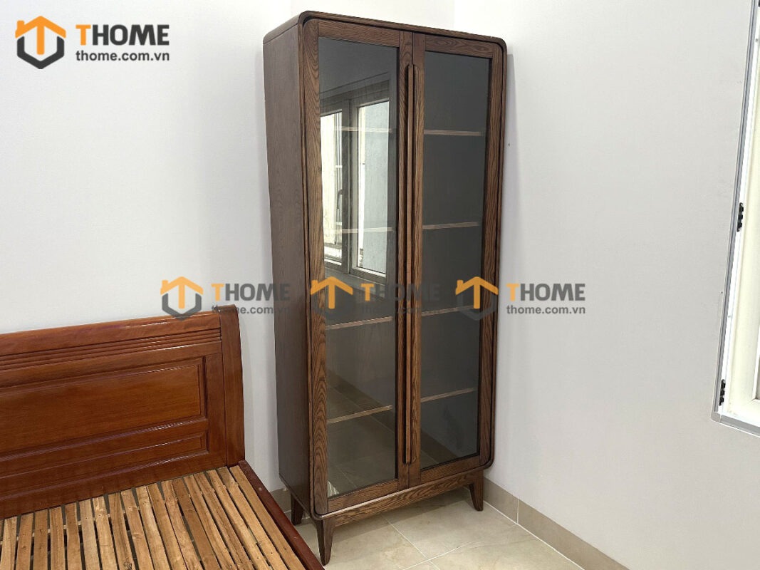 Tủ kính gỗ sồi tự nhiên Sunrise cao 2m TK-07SN