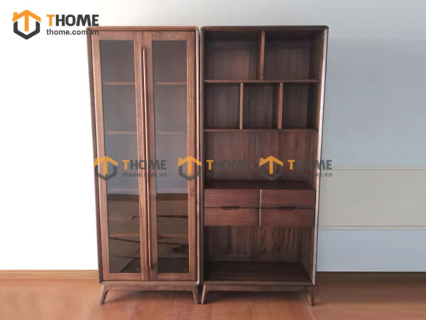 Tủ kính gỗ sồi tự nhiên Sunrise cao 2m TK-07SN