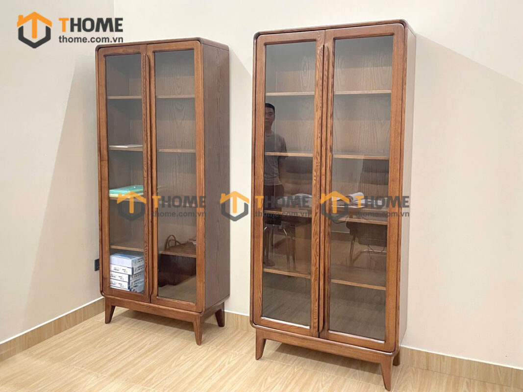 Tủ kính gỗ sồi tự nhiên Sunrise cao 2m TK-07SN
