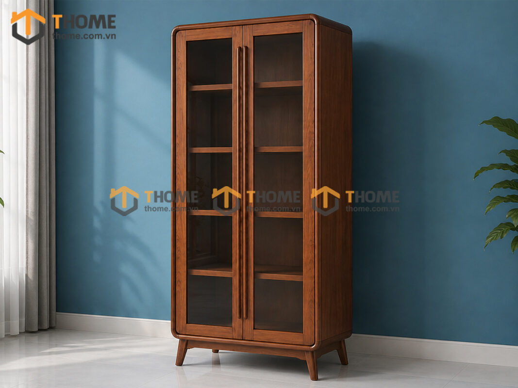 Tủ kính gỗ sồi tự nhiên Sunrise cao 2m TK-07SN