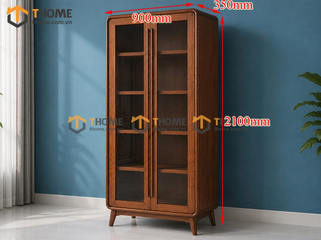 Tủ kính gỗ sồi tự nhiên Sunrise cao 2m TK-07SN