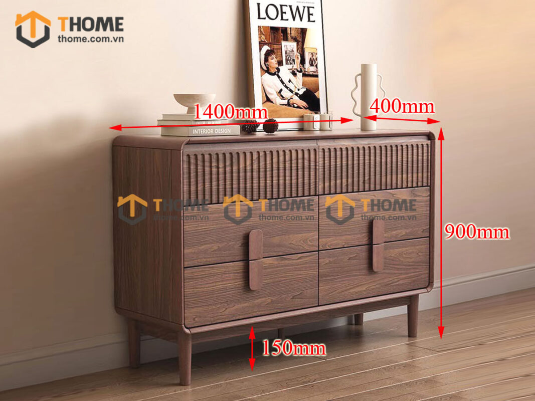 Tủ Trang Trí Gỗ Sồi Tự Nhiên 6 Hộc Kéo Nova TNK-02SN