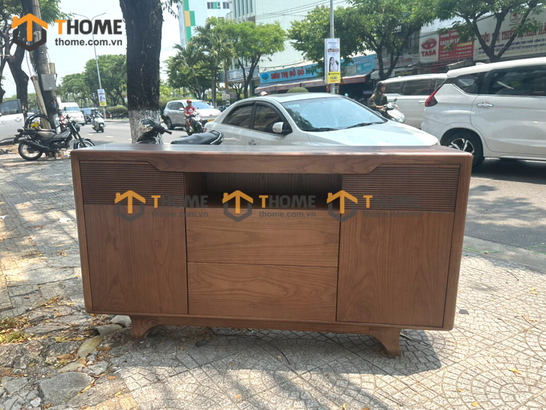 Tủ Trang Trí Gỗ Sồi Tự Nhiên Chân Quỳ TNK-06SN