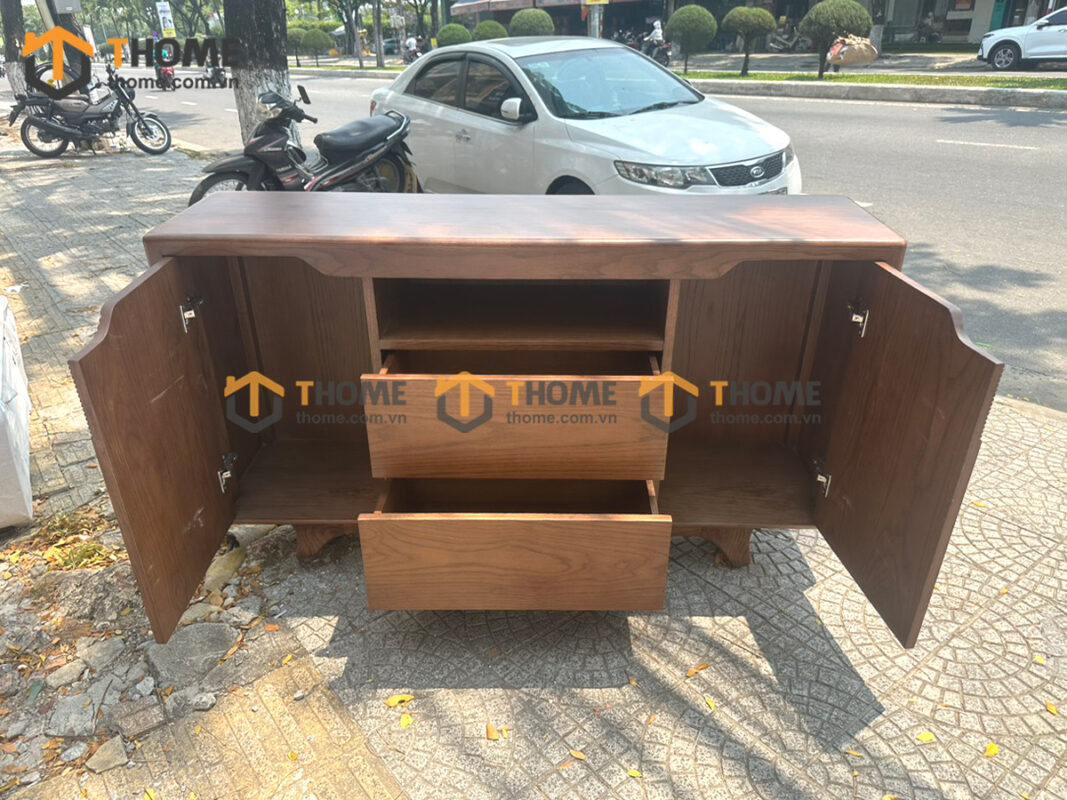 Tủ Trang Trí Gỗ Sồi Tự Nhiên Chân Quỳ TNK-06SN