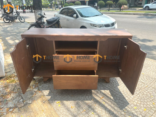 Tủ Trang Trí Gỗ Sồi Tự Nhiên Chân Quỳ TNK-06SN