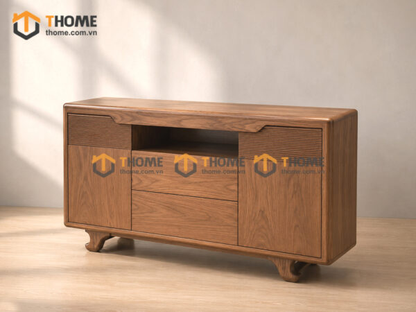 Tủ Trang Trí Gỗ Sồi Tự Nhiên Chân Quỳ TNK-06SN