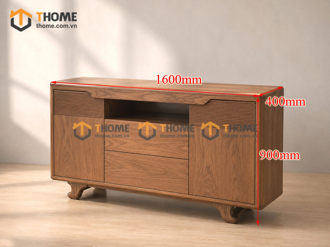 Tủ Trang Trí Gỗ Sồi Tự Nhiên Chân Quỳ TNK-06SN