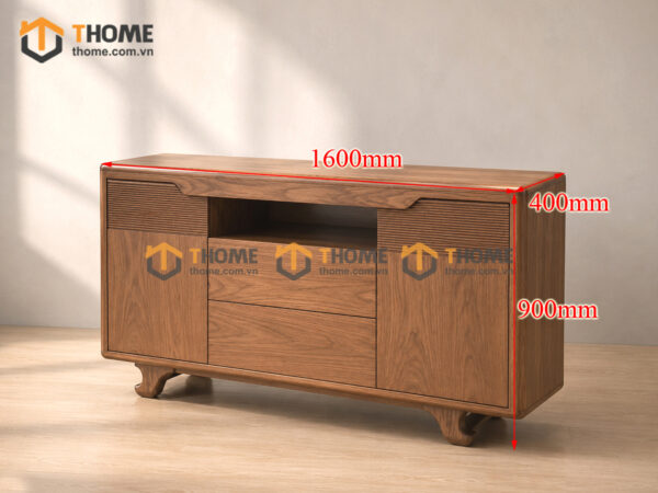 Tủ Trang Trí Gỗ Sồi Tự Nhiên Chân Quỳ TNK-06SN