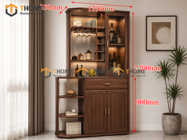Tủ rượu gỗ sồi tự nhiên Bulova kiểu 07 TR-08SN