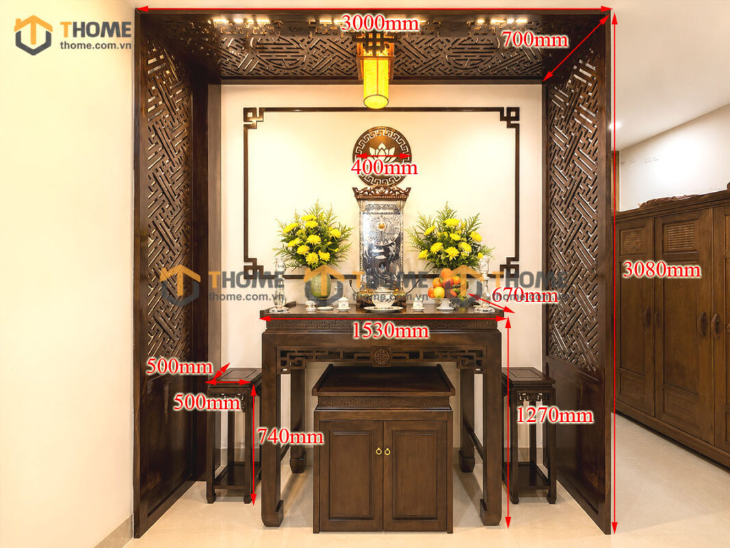 Tủ Thờ Gỗ Sồi Tự Nhiên Số 10 TT-15SN