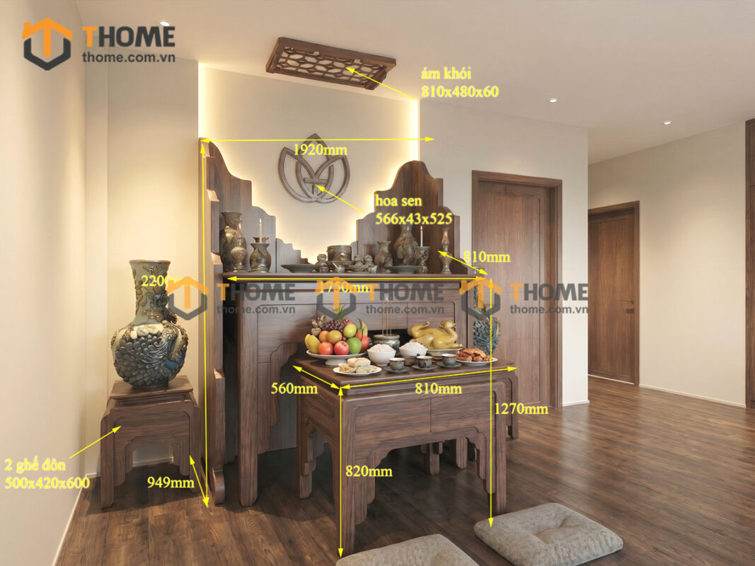 Tủ Thờ Gỗ Sồi Tự Nhiên Số 10 TT-15SN