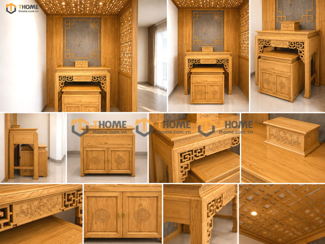 Tủ Thờ Gỗ Sồi Tự Nhiên Số 07 TT-12SN