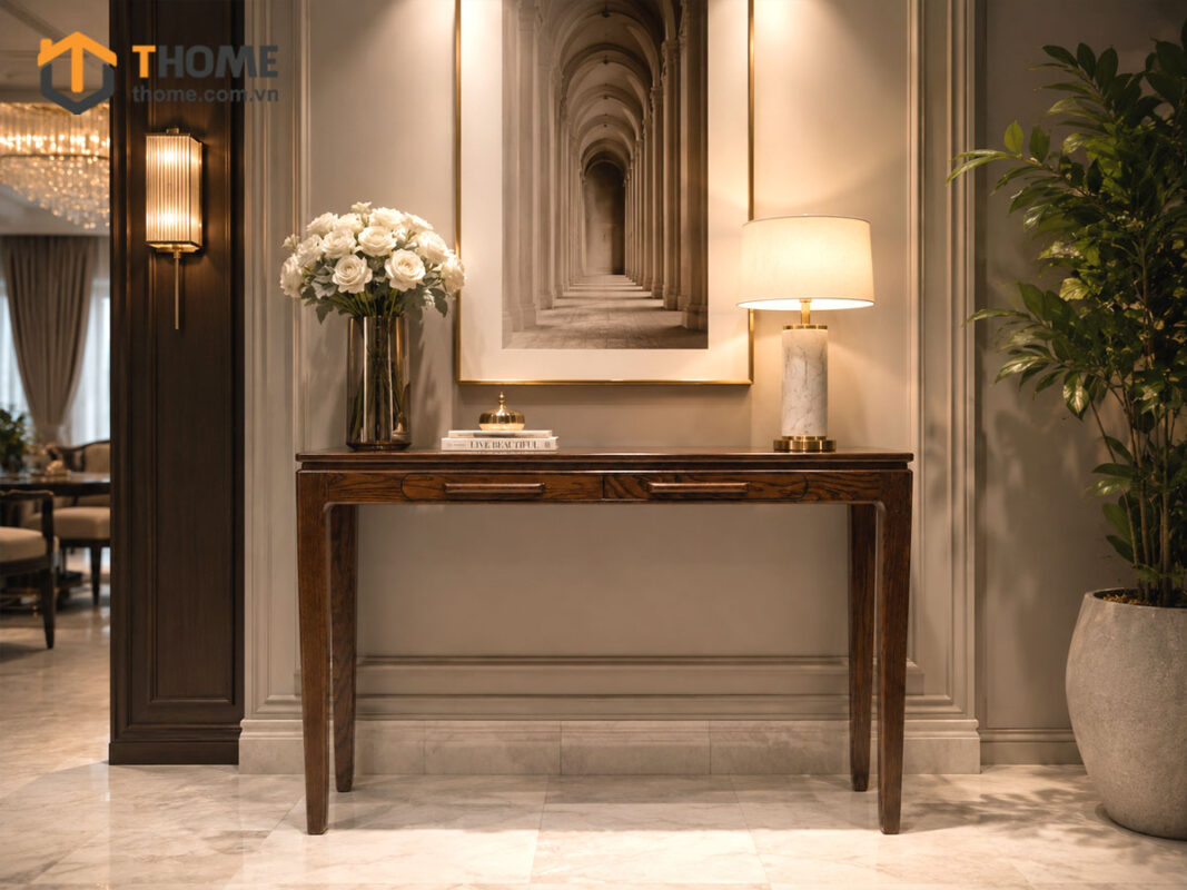 Bàn Console Gỗ Sồi Tự Nhiên 2 Hộc Kéo Nhỏ BC-09SN