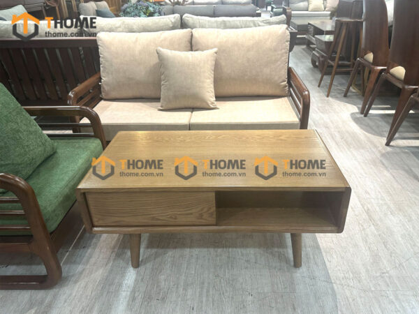 Bàn Sofa Gỗ Sồi Tự Nhiên Một Hộc Kéo Chân Cao BSFMG-41SN
