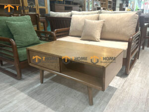 Bàn Sofa Gỗ Sồi Tự Nhiên Một Hộc Kéo Chân Cao BSFMG-41SN