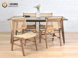 Ghế Ăn Gỗ Sồi Tự Nhiên Đan Cói Ken GHEMC-06SN