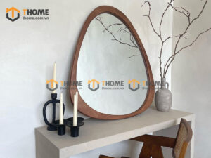 Gương Soi Treo Tường Gỗ Sồi Tự Nhiên Oval Dị Dạng GS-23SN