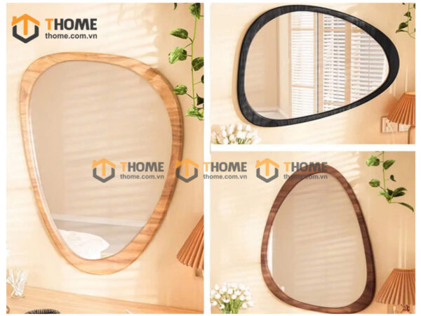 Gương Soi Treo Tường Gỗ Sồi Tự Nhiên Oval Dị Dạng GS-23SN