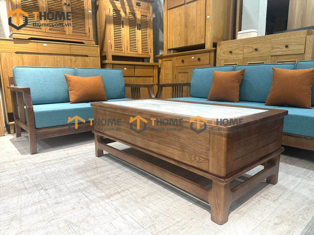 Sofa Rew Gỗ Sồi Tự Nhiên Queen New 4 Món 2.15m Màu Óc Chó SFT-41SN