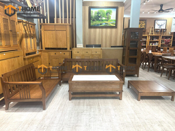 Sofa Rew Gỗ Sồi Tự Nhiên Queen New 4 Món 2.15m Màu Óc Chó SFT-41SN