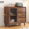 Tủ Chén Gỗ Sồi Tự Nhiên 1 Cánh Mở Cánh Kính Mờ Màu Óc Chó TC1T-18SN