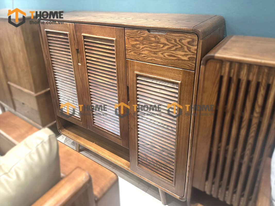 Tủ giày gỗ sồi tự nhiên Zen 3 cánh lá sách 1.2m TG-20SN