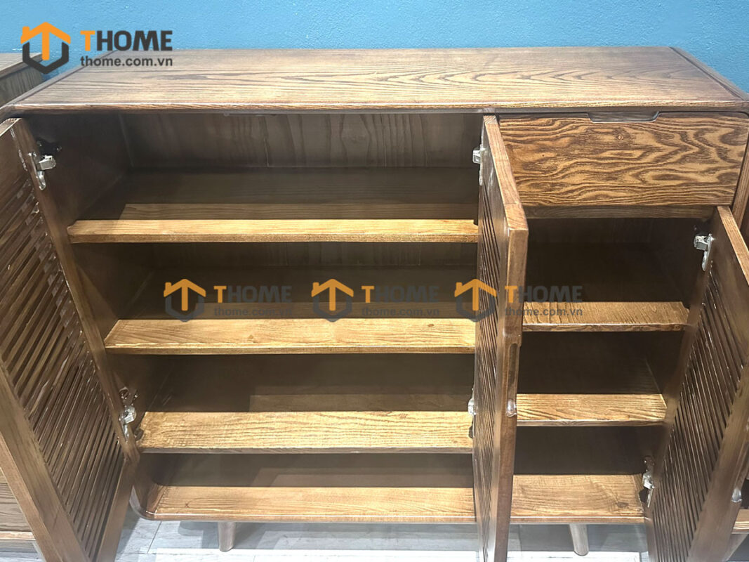 Tủ giày gỗ sồi tự nhiên Zen 3 cánh lá sách 1.2m TG-20SN