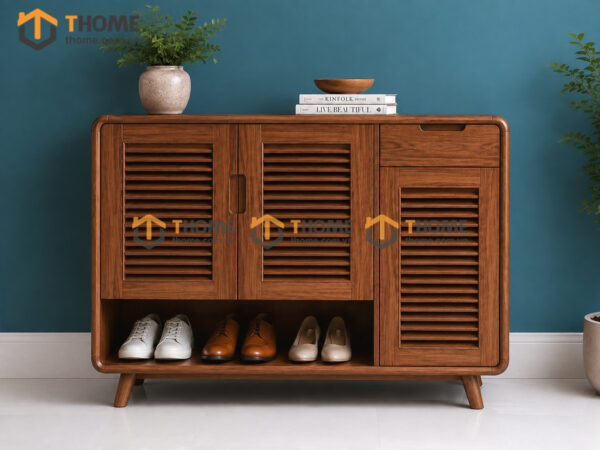 Tủ giày gỗ sồi tự nhiên Zen 3 cánh lá sách 1.2m TG-20SN