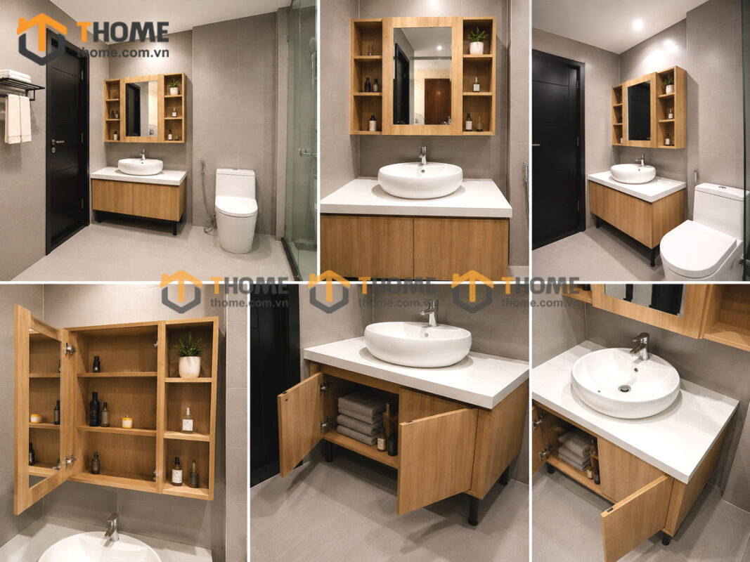 Tủ Lavabo Gỗ Nhựa 2 Cánh Mở TL-05SN