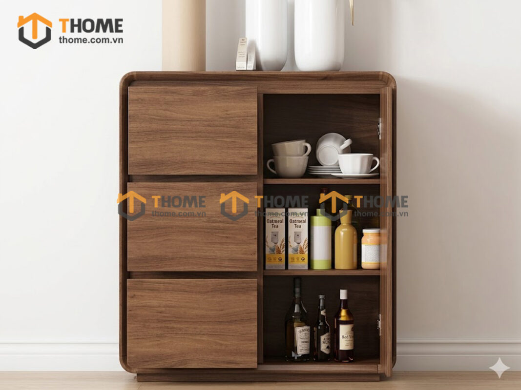 Tủ Trang Trí Gỗ Sồi Tự Nhiên Nova 1 Cánh Mở TNK-07SN