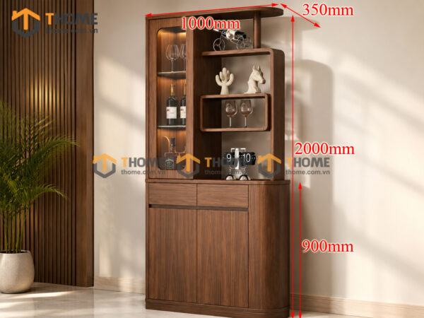 Tủ rượu gỗ sồi tự nhiên Bulova kiểu 08 TR-09SN
