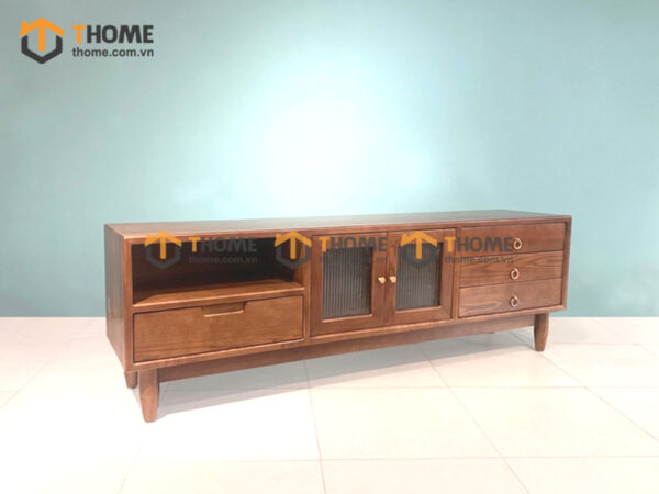 Tủ Tivi Gỗ Sồi Tự Nhiên Chạy Hoa Văn Kim Cương Màu Óc Chó TTV-32SN