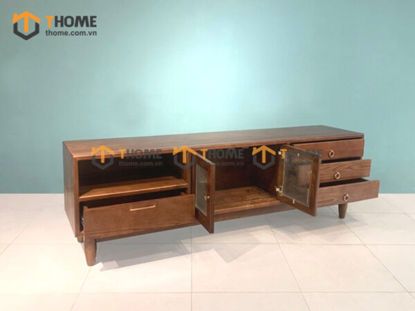 Tủ Tivi Gỗ Sồi Tự Nhiên Chạy Hoa Văn Kim Cương Màu Óc Chó TTV-32SN