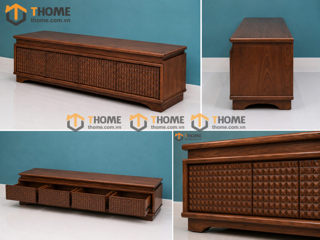 Tủ Tivi Gỗ Sồi Tự Nhiên Chạy Hoa Văn Kim Cương TTV-32SN