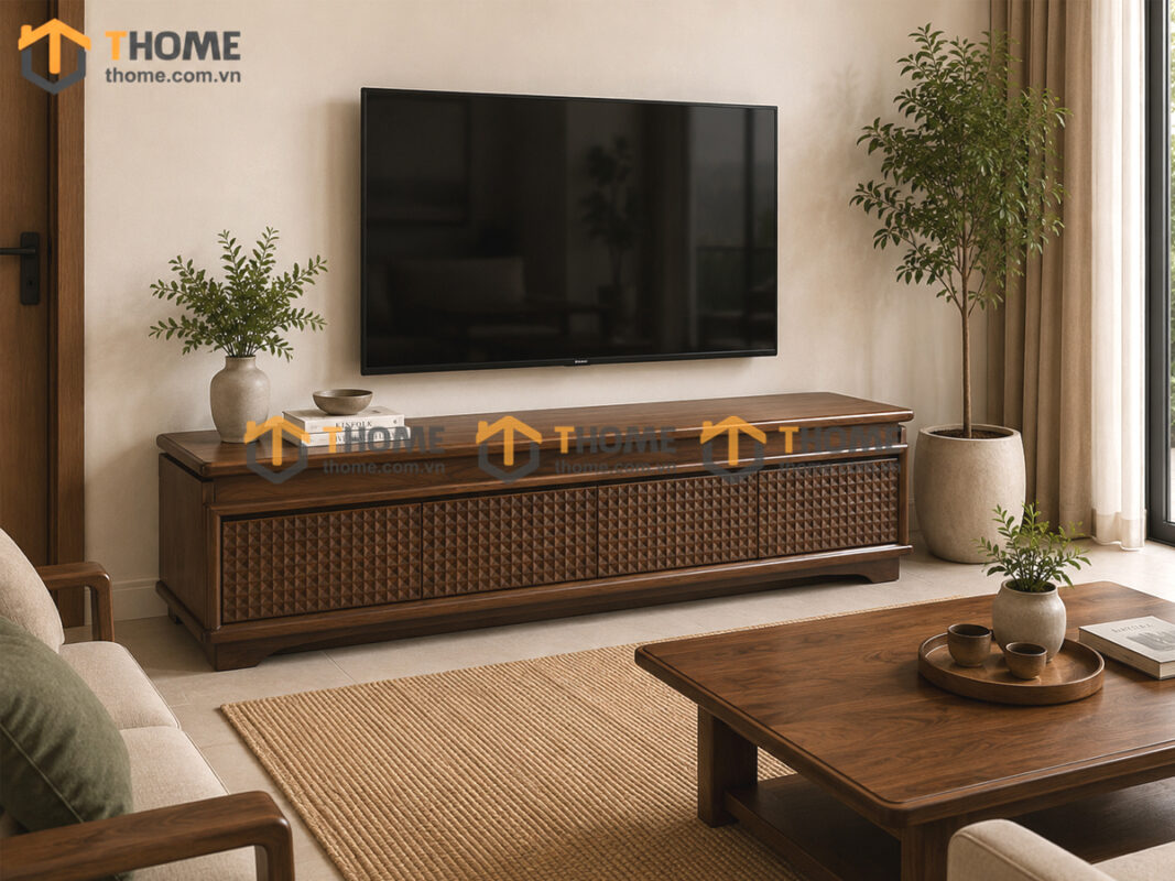 Tủ Tivi Gỗ Sồi Tự Nhiên Chạy Hoa Văn Kim Cương TTV-32SN