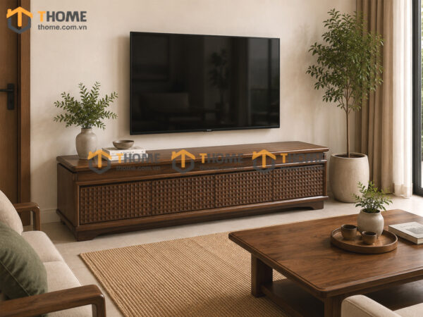 Tủ Tivi Gỗ Sồi Tự Nhiên Chạy Hoa Văn Kim Cương TTV-32SN
