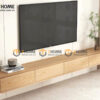 Tủ Tivi Treo Gỗ Sồi Tự Nhiên Nova 2 Cánh Lật 2 Hộc Kéo TTVTT-07SN