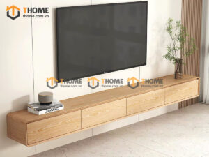 Tủ Tivi Treo Gỗ Sồi Tự Nhiên Nova 2 Cánh Lật 2 Hộc Kéo TTVTT-07SN