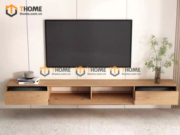 Tủ Tivi Treo Gỗ Sồi Tự Nhiên Nova 2 Cánh Lật 2 Hộc Kéo TTVTT-07SN