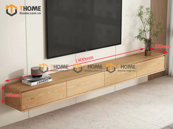 Tủ Tivi Treo Gỗ Sồi Tự Nhiên Nova 2 Cánh Lật 2 Hộc Kéo TTVTT-07SN