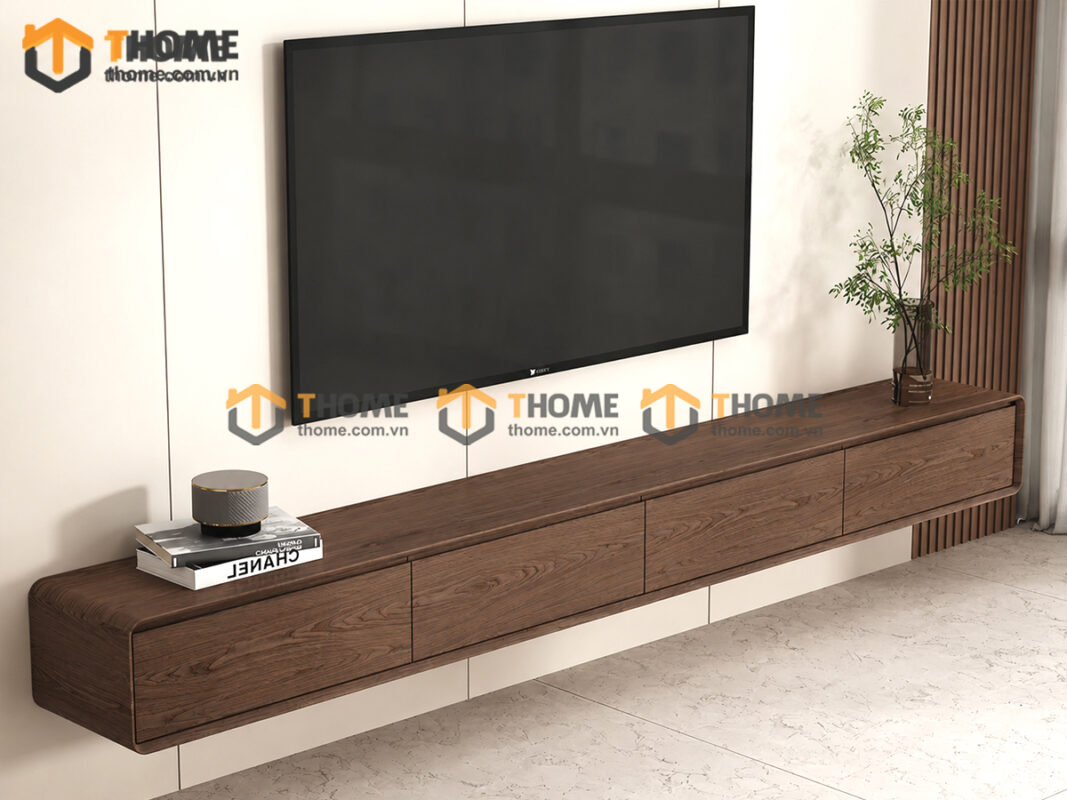 Tủ Tivi Treo Gỗ Sồi Tự Nhiên Nova 2 Cánh Lật 2 Hộc Kéo TTVTT-07SN