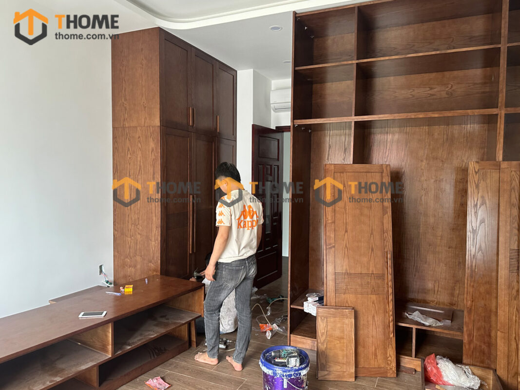 Hình Ảnh Thi Công Gỗ Sồi Tự Nhiên Nhà Chị Diệp Tùng Hòa Khánh TTTC-43SN